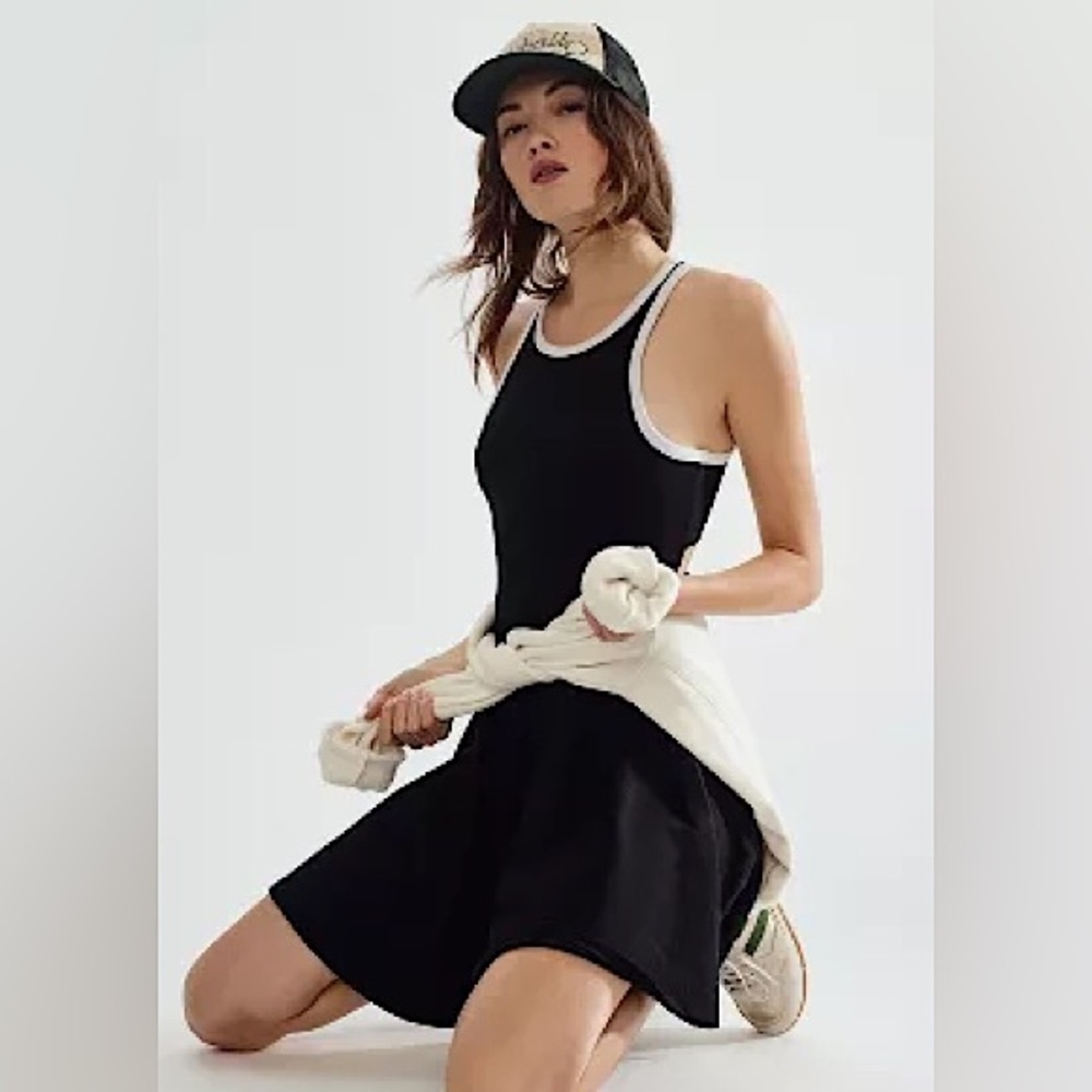 Anthropologie Black Dress with White Accents